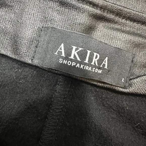 Akira Womens Black Moto Faux Leather Pants Hight Waist Sz Large Zip Front - Picture 7 of 11